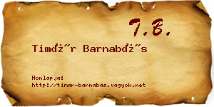 Timár Barnabás névjegykártya